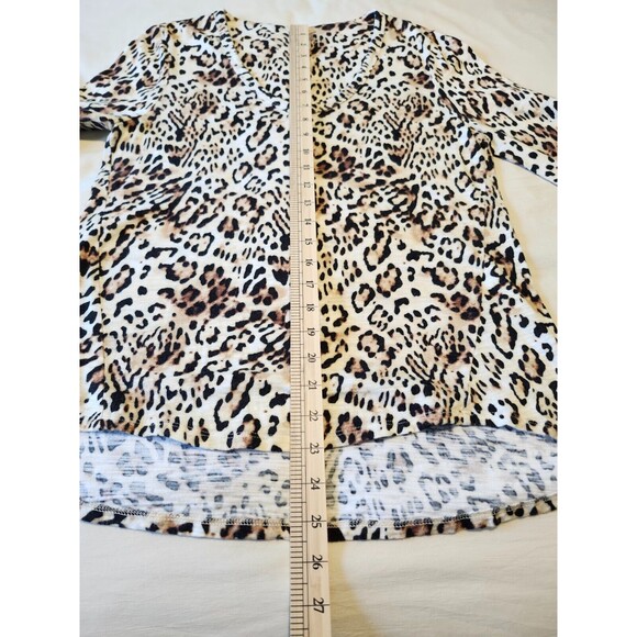 Chico’s Size Medium Leopard 3/4 Sleeve Stretch Top Modal Cotton Blend - Picture 6 of 10